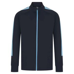 Finden & Hales Mens Contrast Panel Knitted Tracksuit Top / Navy/Sky